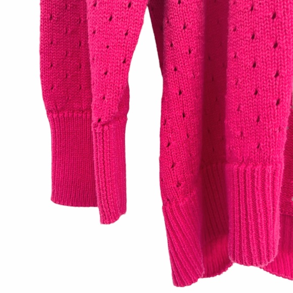 Liz Claiborne Cut Out Button Up Sweater Cardigan Hot Pink Size Large - Picture 6 of 12